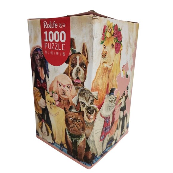 Two 1000 Pieces Large Puzzles Pretty Dogs and Coffee Cafe Scene Rolife - Picture 5 of 10